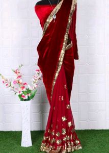 Elegant Velvet & Net Saree