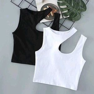 Asymmetrical black Tank Top