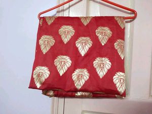 Red & Gold Zari Fabric