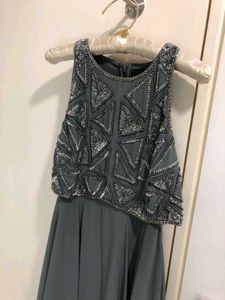 Forever 21 Sequin Stone Long Grey Gown Dress