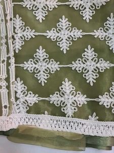 Olive Green Organza Dress Material