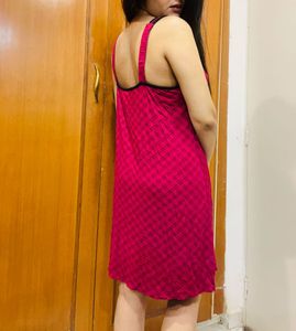 Maroon Plaid Mini Dress
