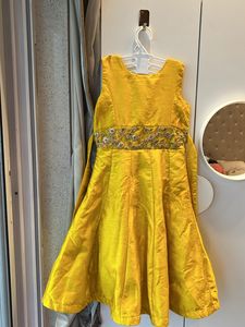 Yellow @ Navy Blue Ethnic Gown