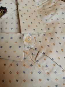 Beige Cotton Printed Shirt