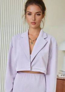 Lilac Crop Blazer And Skirt Set