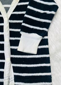 Navy Blue And White Lined Shirt For New Born