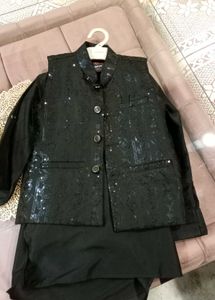 Boys' Black Sequin Vest Set