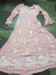 Pink Embroidered Kurti Dress