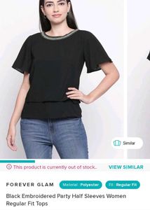 Sequin neck layered top
