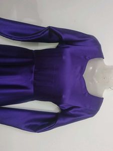 Pruple Satin Gown With Pant