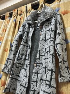 Patterned Fur Collar Unisex Jacket