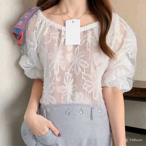 New With Tag Korean Ruccled Puff Print Top
