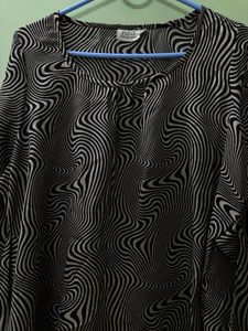 Beige and Black Geometric Print Top