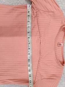 Peach Ribbed Long Sleeve Top