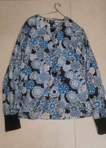 Floral Blue Shirt Women