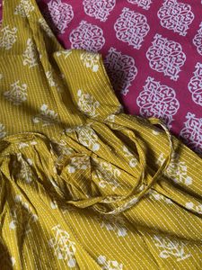 Yellow Printed Casual Dress(Short kurti)