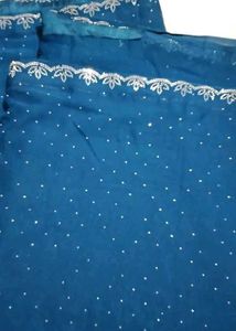 Elegant Blue Saree unstiched blouse