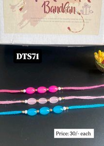 Colorful Beads Rakhi  - Set of 3