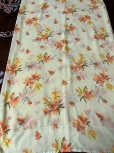 cream colour flowers print saree