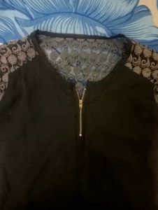 Black Tunic with Lace Sleeves