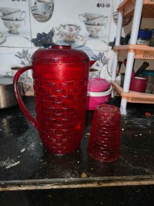 Red Pitcher & Glass Set