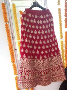 Dark Pink Embroidered Velvet Lehenga Choli Set