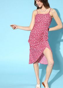 Women Floral Ruched Dress