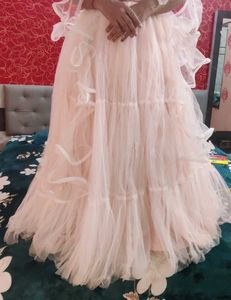 Pink Tulle Ruffle Gown