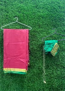 Maroon Silk Saree with Blouse