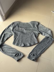 Dark Grey Thumbhole Top