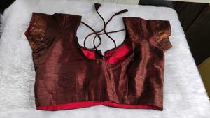 Elegant Brown Saree with stitched Blouse
