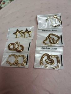 Set of new 6 stainless steel anti-tarnish Earrings