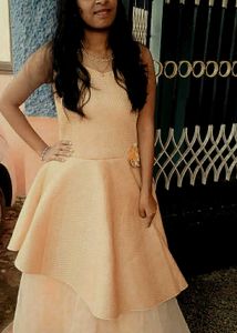 Nude Textured Fit & Flare Party Dress