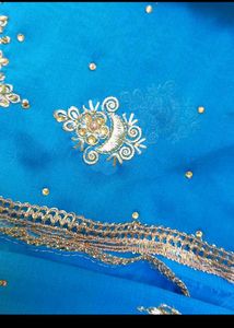 Blue Embroidered dress material
