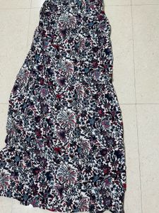 HERE&amp;NOW Women White &amp; Navy BluePrinted Maxi Dress