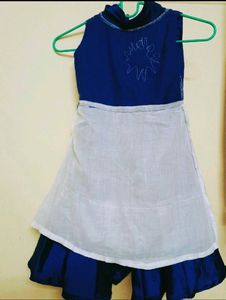 Ink Blue Color Silk Cotton Frock