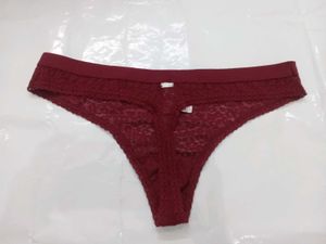 Victoria&#39;s Secret Burgundy Lace Thong