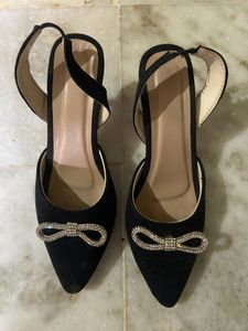 Rhinestone Black Heels