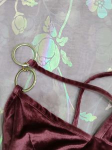 Burgundy crop bralette top