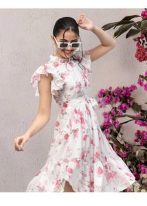 Floral Print White Dress