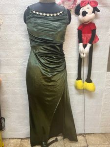 Green Draped Evening Dress