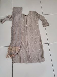 Brown Kurta Duppatta Without Pants