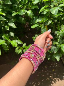Pink Embellished Bangles