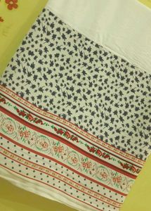 White Printed Cotton Stole🤍
