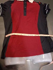 (Fredberry)Maroon &amp; Black Polo 👕 With White C