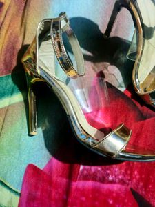 Gold Heels with Clear Straps