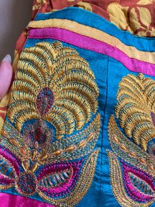 Brown &amp; Yellow Embroidered Kurta