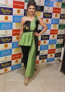 Green &amp; Black One Shoulder Party Top