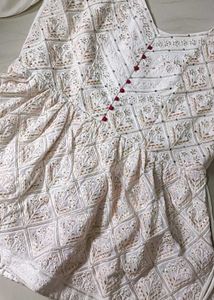 White Rani Embroidered Gagra Dress