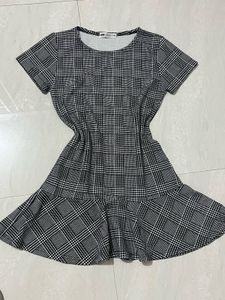 Plaid Ruffle Hem Mini Dress